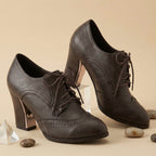 Women's Wingtip Oxford Platform Pumps Brown