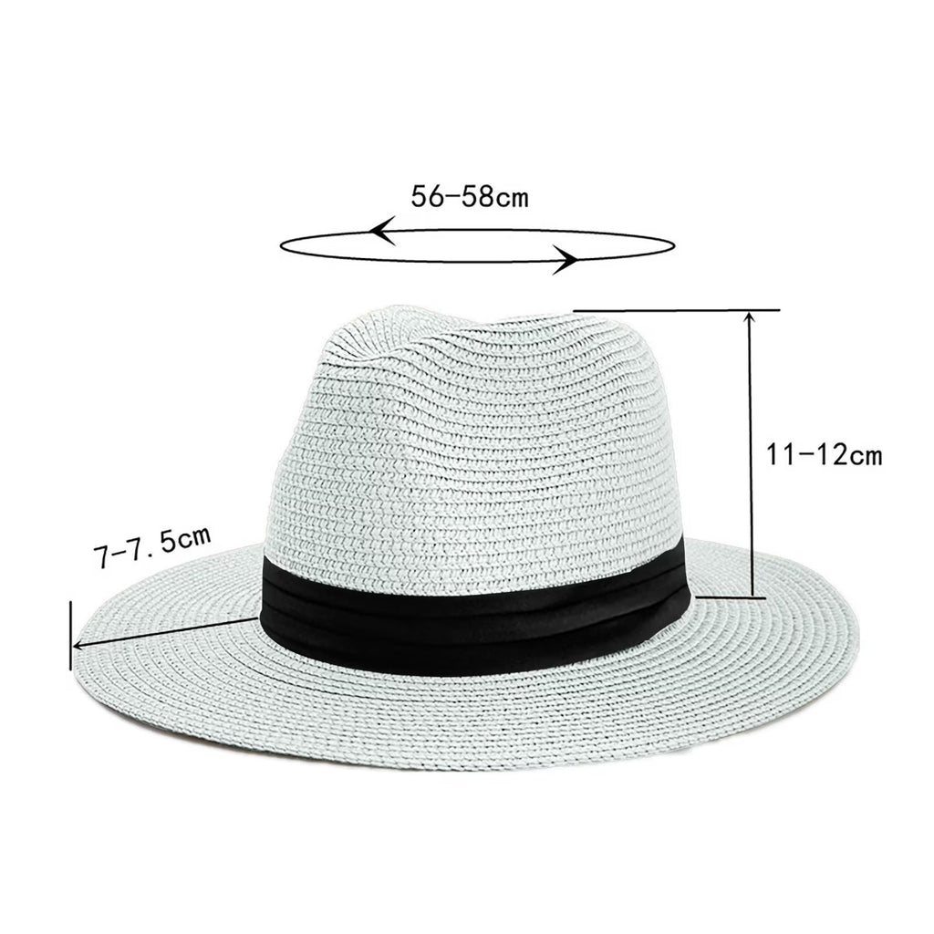 Women Wide Brim Straw Panama Hat White