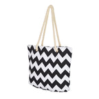 Canvas Chevron Shoulder Tote Black