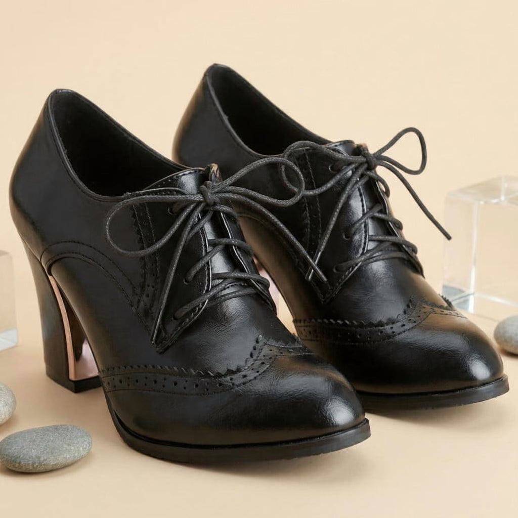 Women's Wingtip Oxford Platform Pumps Black