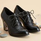 Women's Wingtip Oxford Platform Pumps Black
