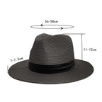 Women Wide Brim Straw Panama Hat Black