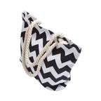 Canvas Chevron Shoulder Tote Black