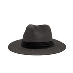 Women Wide Brim Straw Panama Hat Black