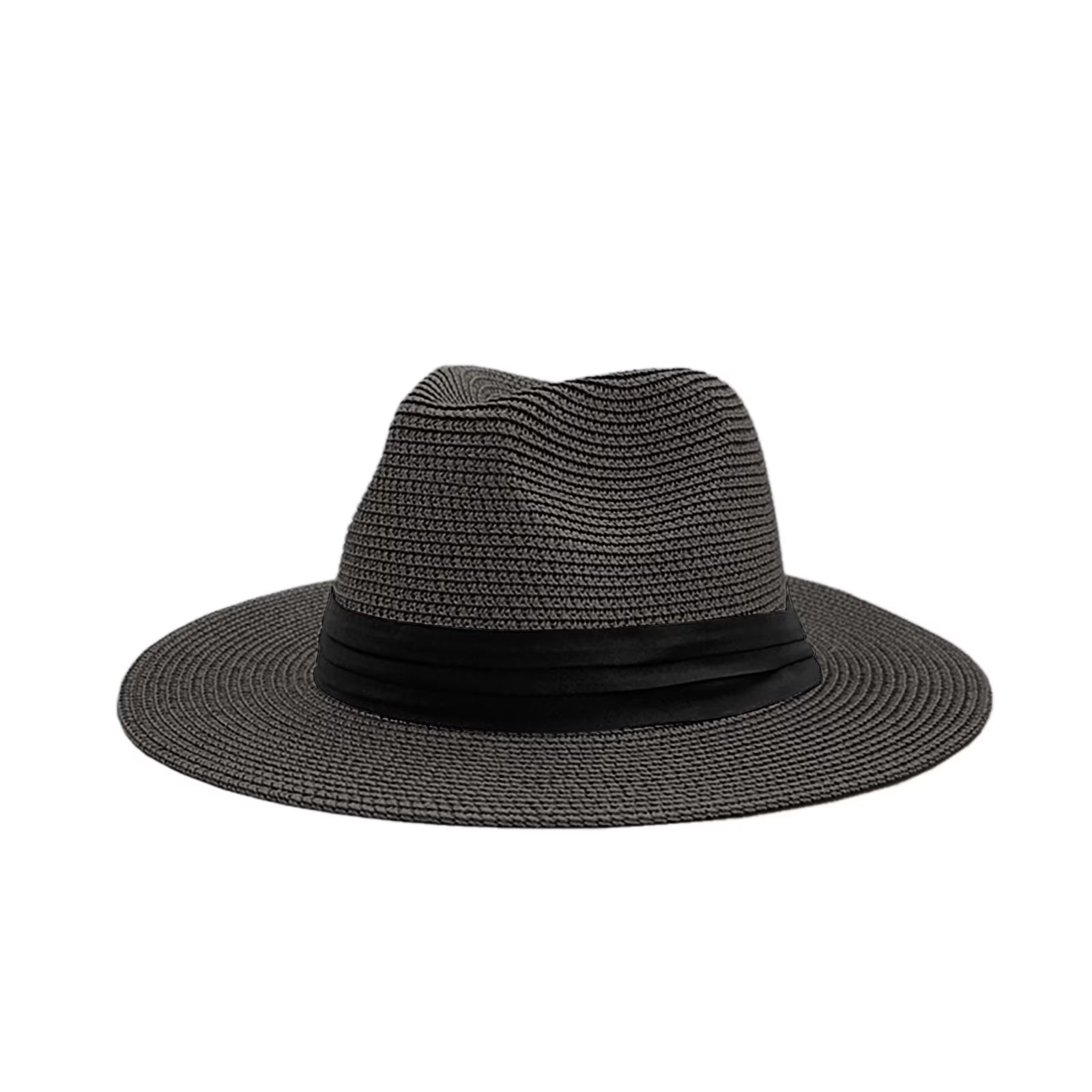 Women Wide Brim Straw Panama Hat Black