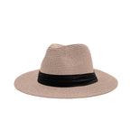 Women Wide Brim Straw Panama Hat Rose Gold