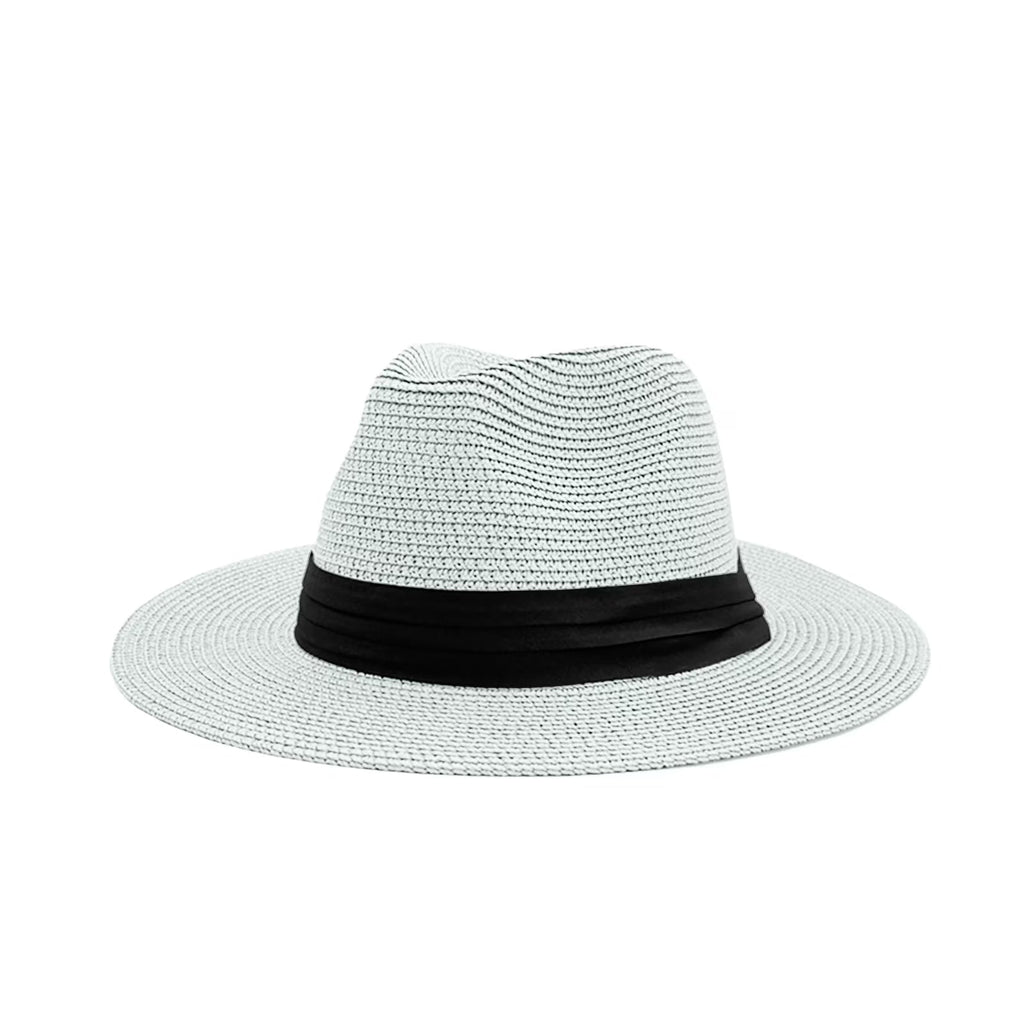 Women Wide Brim Straw Panama Hat White
