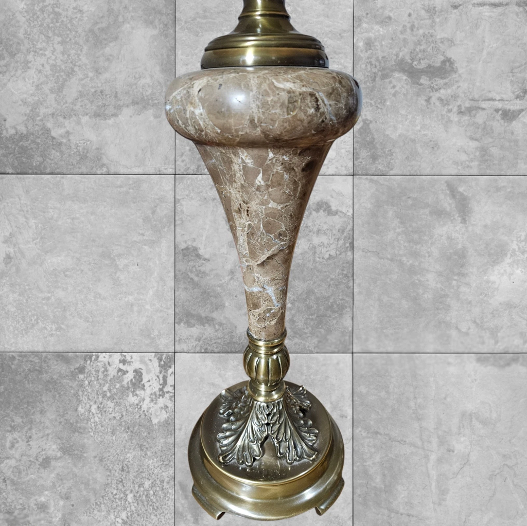 Vintage Onyx Brass Table Lamp, Hollywood Regency Italian Urn Shade
