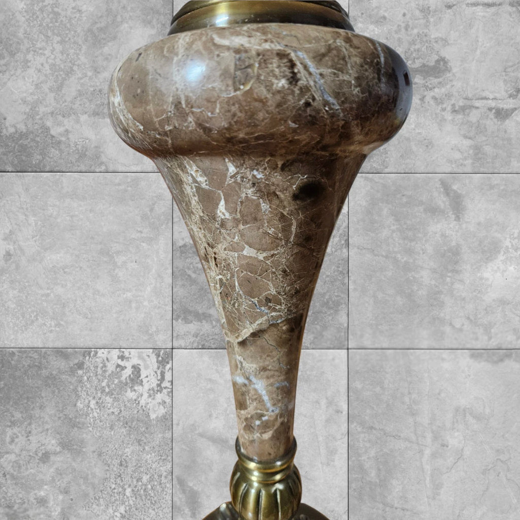 Vintage Onyx Brass Table Lamp, Hollywood Regency Italian Urn Shade