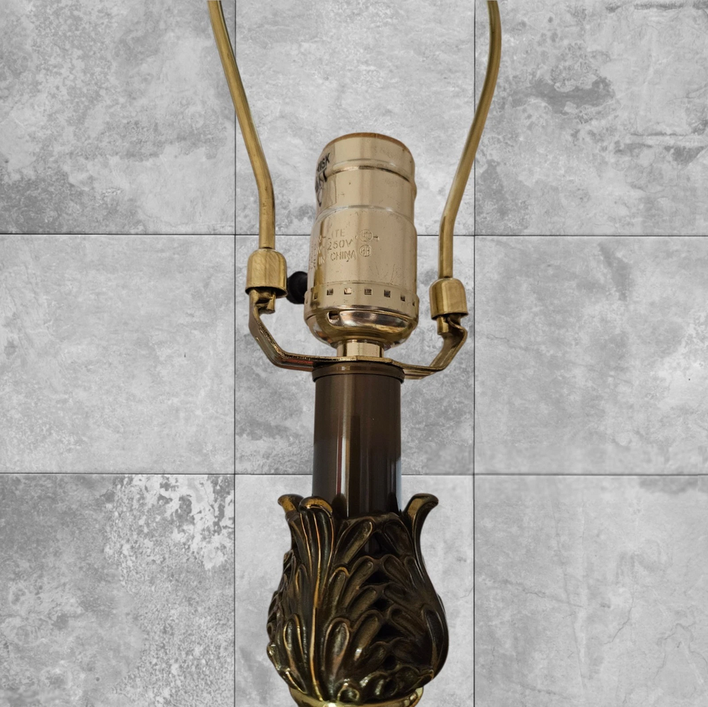 Vintage Onyx Brass Table Lamp, Hollywood Regency Italian Urn Shade