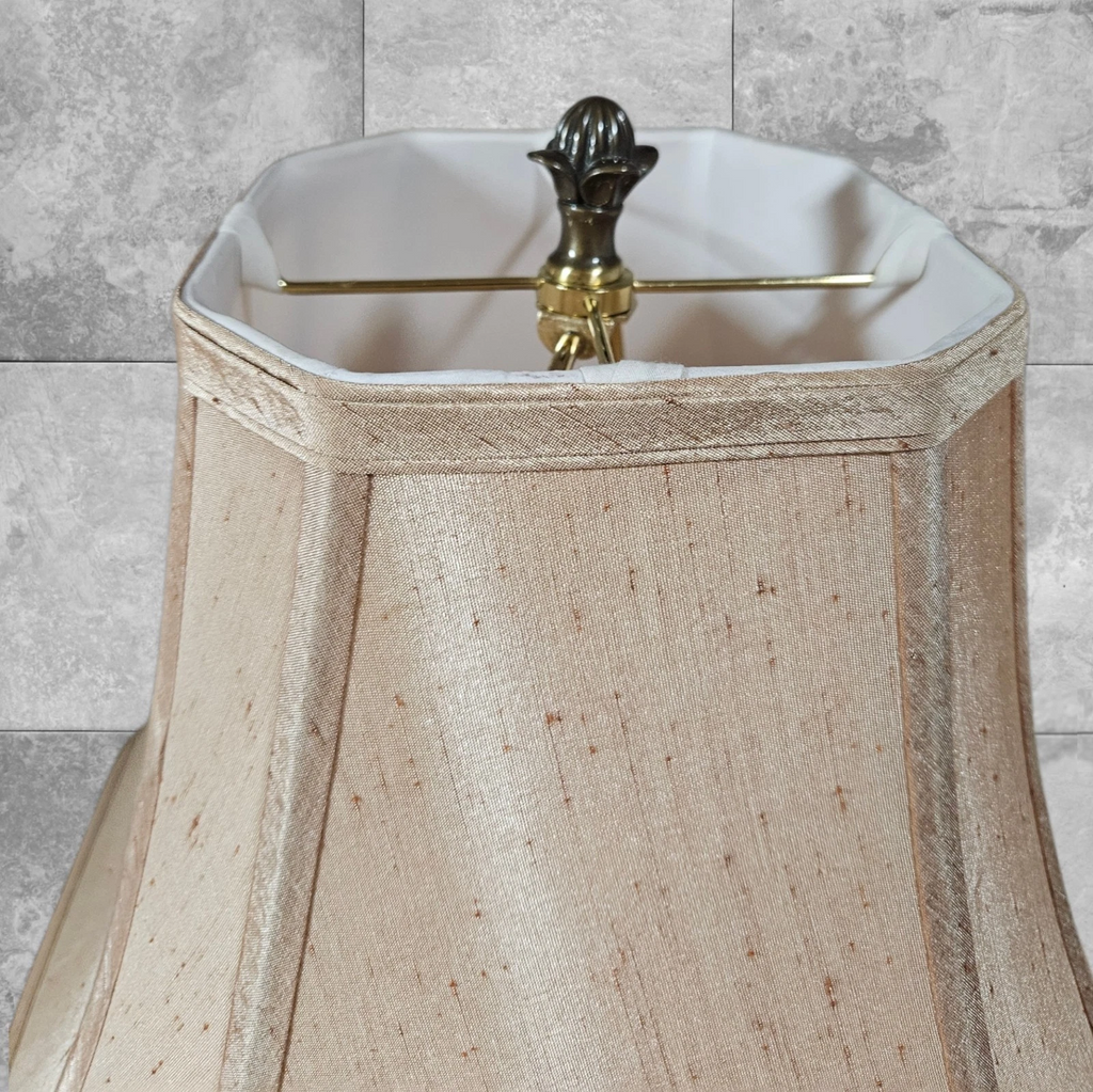 Vintage Onyx Brass Table Lamp, Hollywood Regency Italian Urn Shade