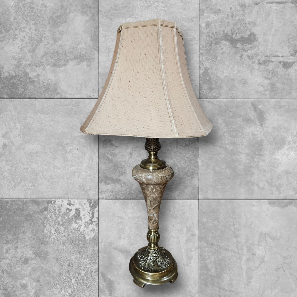 Vintage Onyx Brass Table Lamp, Hollywood Regency Italian Urn Shade