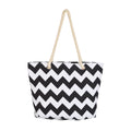 Canvas Chevron Shoulder Tote Black