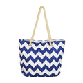 Canvas Chevron Shoulder Tote Navy
