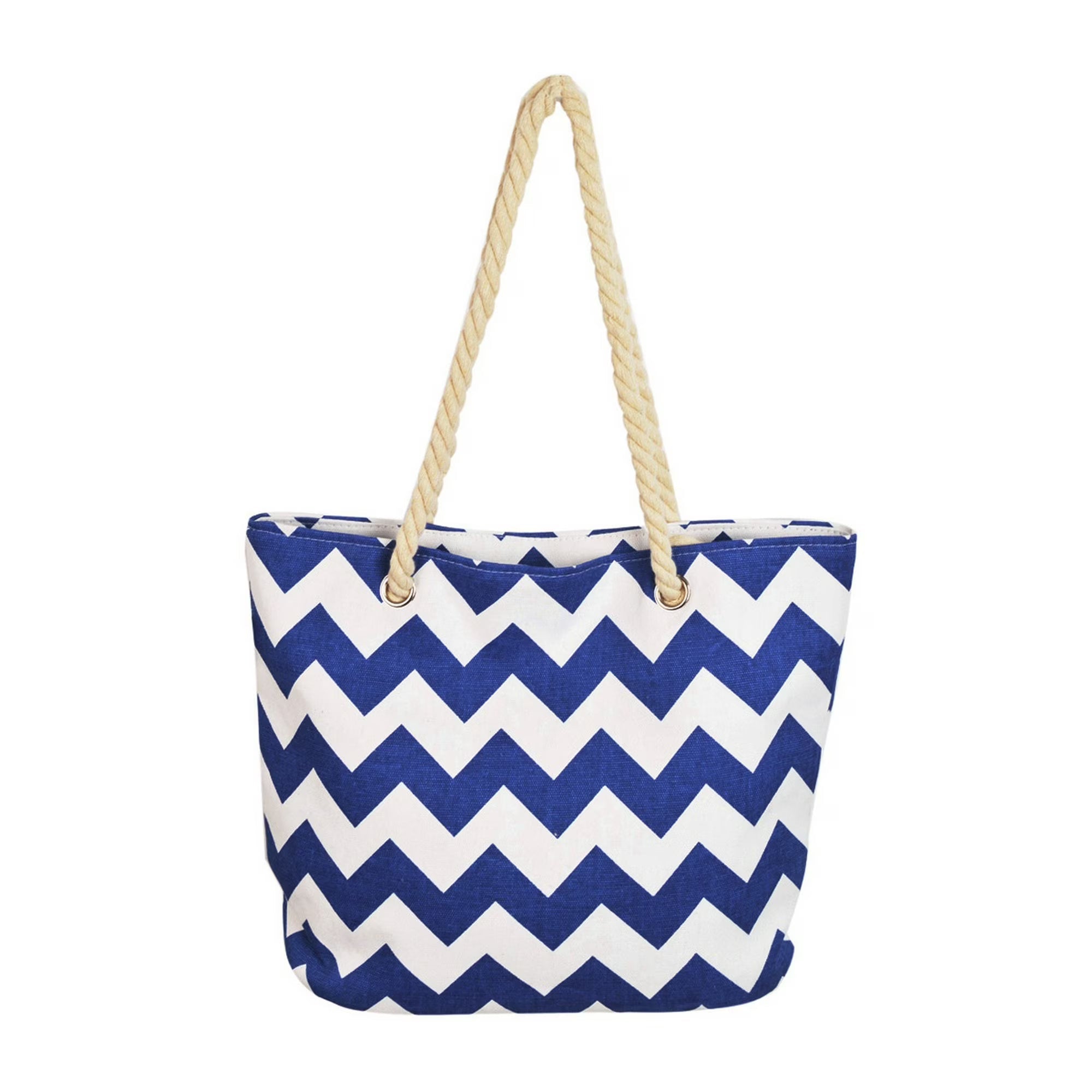 Canvas Chevron Shoulder Tote Navy
