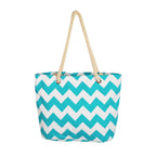 Canvas Chevron Shoulder Tote Teal