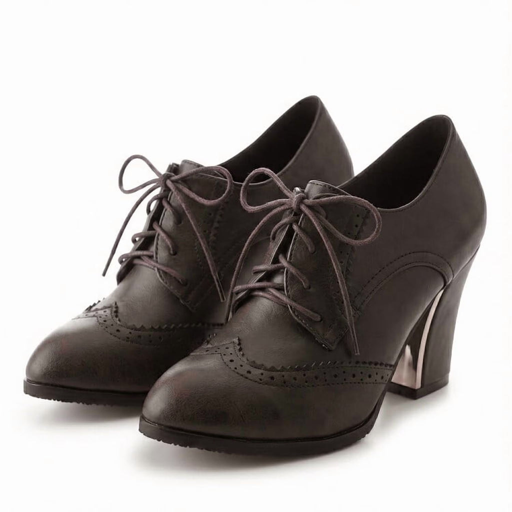 Women's Wingtip Oxford Platform Pumps Brown