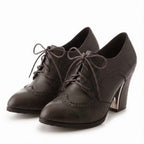 Women's Wingtip Oxford Platform Pumps Brown