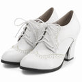 Women's Wingtip Oxford Platform Pumps White