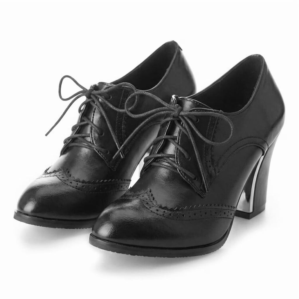 Women's Wingtip Oxford Platform Pumps Black