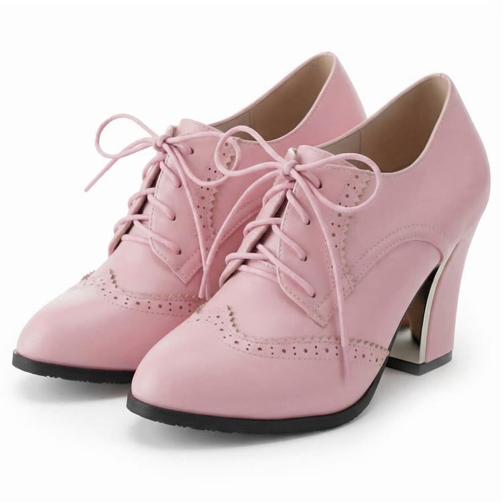 Women's Wingtip Oxford Platform Pumps Pink