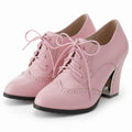Women's Wingtip Oxford Platform Pumps Pink