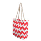 Canvas Chevron Shoulder Tote Red