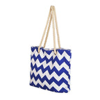 Canvas Chevron Shoulder Tote Navy