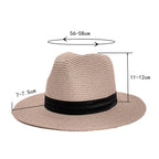 Women Wide Brim Straw Panama Hat Rose Gold