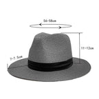 Women Wide Brim Straw Panama Hat Grey