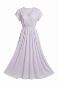 Women's soft pleated V-neck summer dress in a flowy A-line midi silhouette