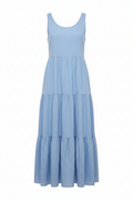 Women's sleeveless tiered casual day dress in a flowy A-line silhouette